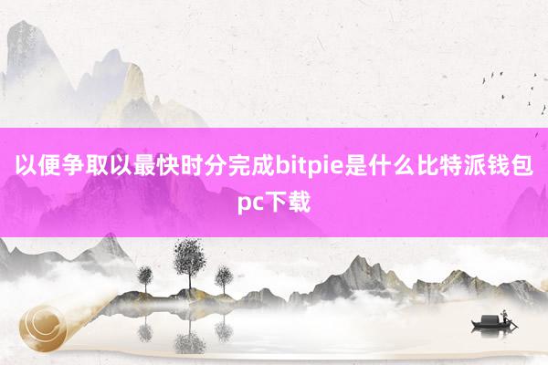 以便争取以最快时分完成bitpie是什么比特派钱包pc下载