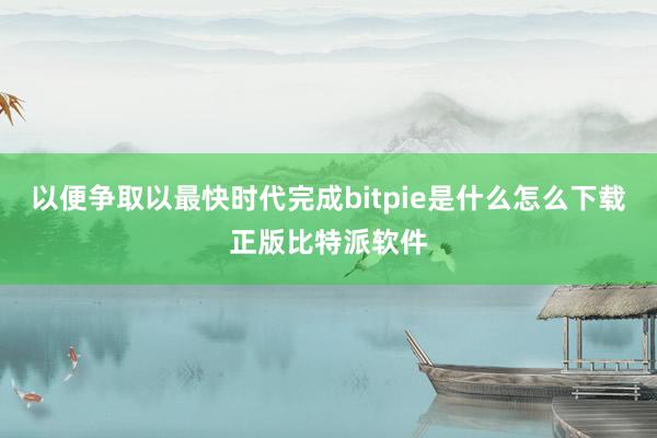 以便争取以最快时代完成bitpie是什么怎么下载正版比特派软件