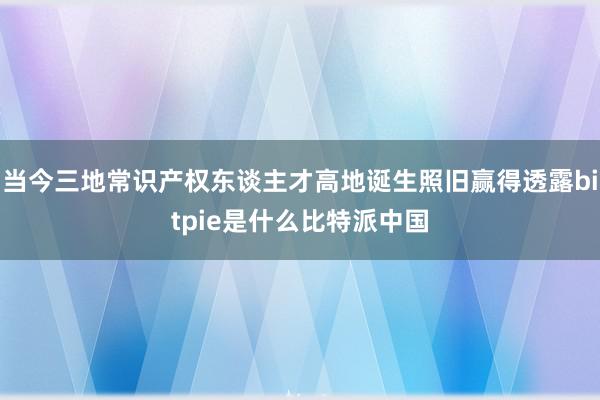 当今三地常识产权东谈主才高地诞生照旧赢得透露bitpie是什么比特派中国