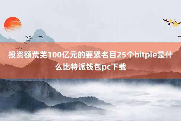 投资额荒芜100亿元的要紧名目25个bitpie是什么比特派钱包pc下载