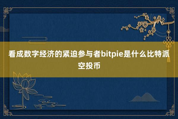 看成数字经济的紧迫参与者bitpie是什么比特派空投币