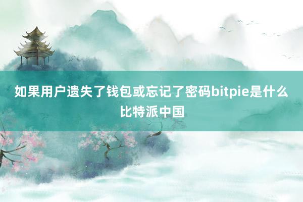 如果用户遗失了钱包或忘记了密码bitpie是什么比特派中国