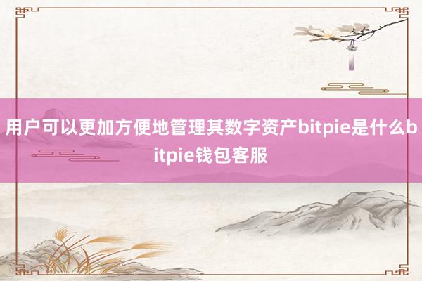 用户可以更加方便地管理其数字资产bitpie是什么bitpie钱包客服