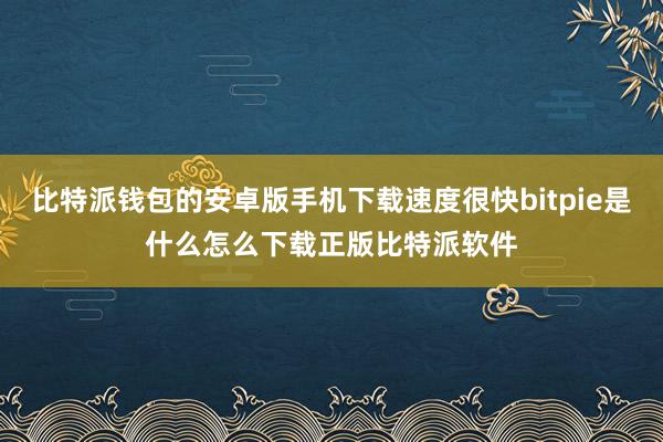 比特派钱包的安卓版手机下载速度很快bitpie是什么怎么下载正版比特派软件