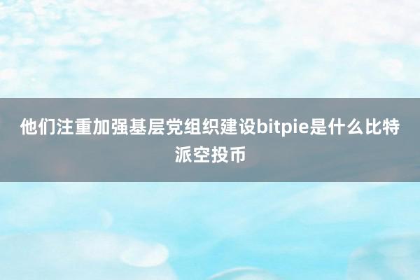 他们注重加强基层党组织建设bitpie是什么比特派空投币