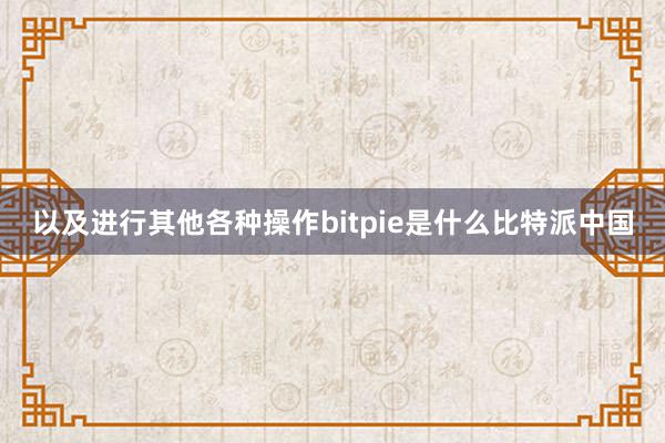 以及进行其他各种操作bitpie是什么比特派中国