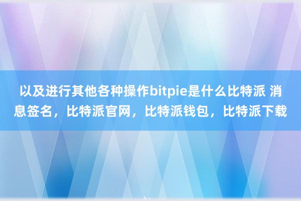 以及进行其他各种操作bitpie是什么比特派 消息签名，比特派官网，比特派钱包，比特派下载