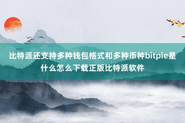 比特派还支持多种钱包格式和多种币种bitpie是什么怎么下载正版比特派软件