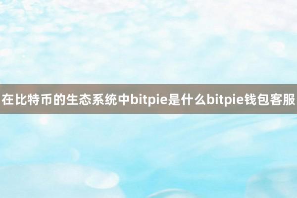 在比特币的生态系统中bitpie是什么bitpie钱包客服