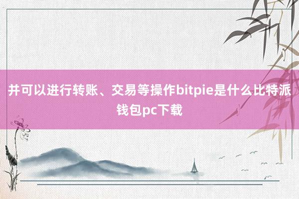 并可以进行转账、交易等操作bitpie是什么比特派钱包pc下载