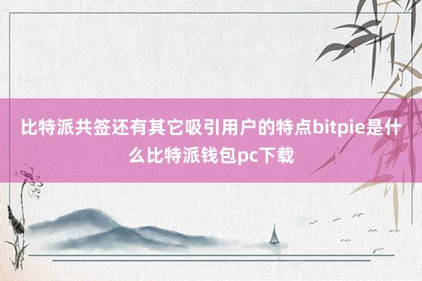 比特派共签还有其它吸引用户的特点bitpie是什么比特派钱包pc下载