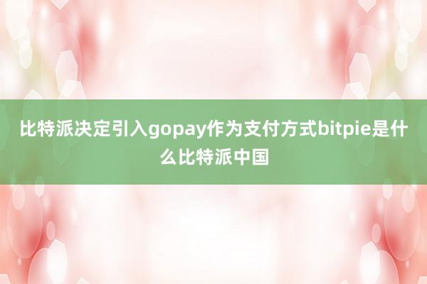 比特派决定引入gopay作为支付方式bitpie是什么比特派中国