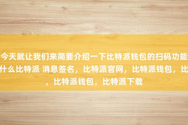 今天就让我们来简要介绍一下比特派钱包的扫码功能bitpie是什么比特派 消息签名，比特派官网，比特派钱包，比特派下载