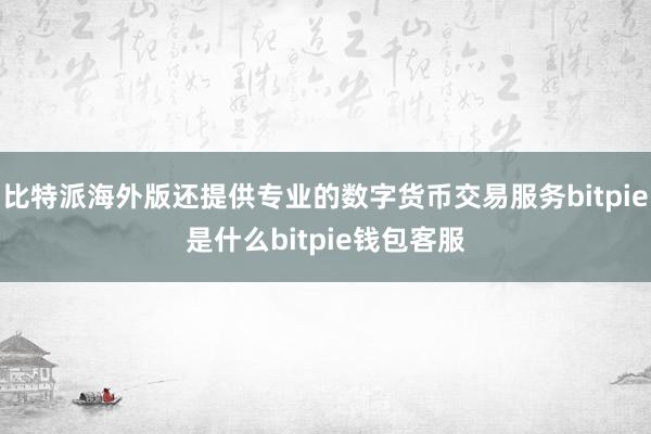 比特派海外版还提供专业的数字货币交易服务bitpie是什么bitpie钱包客服