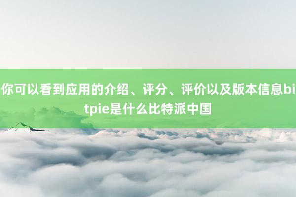 你可以看到应用的介绍、评分、评价以及版本信息bitpie是什么比特派中国