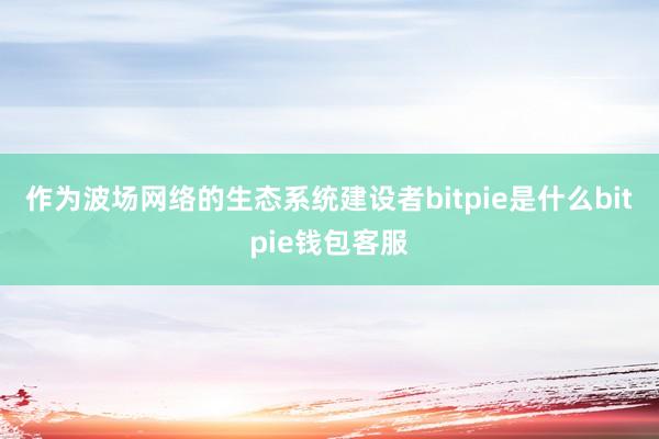 作为波场网络的生态系统建设者bitpie是什么bitpie钱包客服