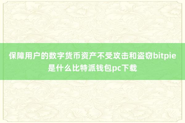 保障用户的数字货币资产不受攻击和盗窃bitpie是什么比特派钱包pc下载