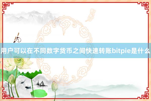 用户可以在不同数字货币之间快速转账bitpie是什么