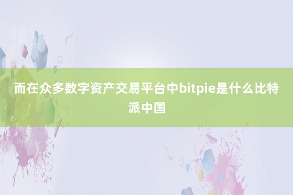 而在众多数字资产交易平台中bitpie是什么比特派中国