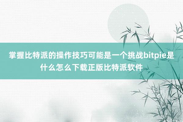 掌握比特派的操作技巧可能是一个挑战bitpie是什么怎么下载正版比特派软件