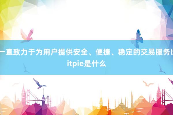 一直致力于为用户提供安全、便捷、稳定的交易服务bitpie是什么