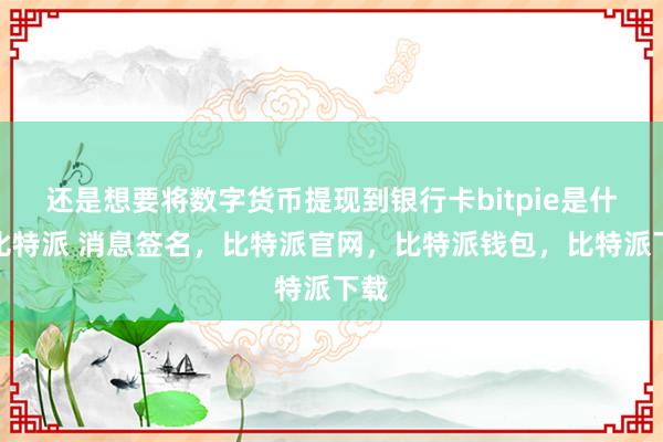 还是想要将数字货币提现到银行卡bitpie是什么比特派 消息签名，比特派官网，比特派钱包，比特派下载