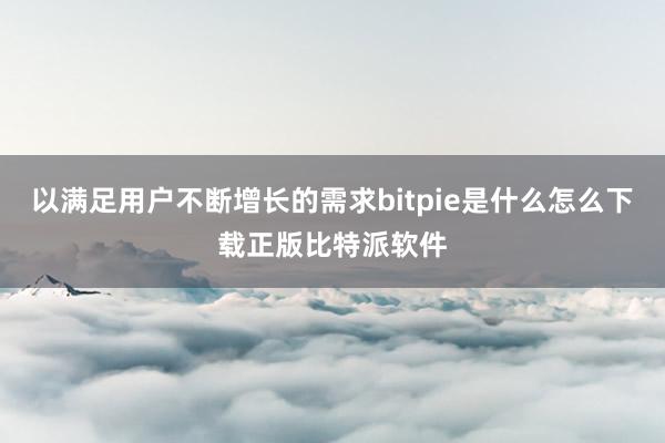 以满足用户不断增长的需求bitpie是什么怎么下载正版比特派软件