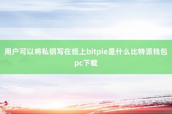 用户可以将私钥写在纸上bitpie是什么比特派钱包pc下载