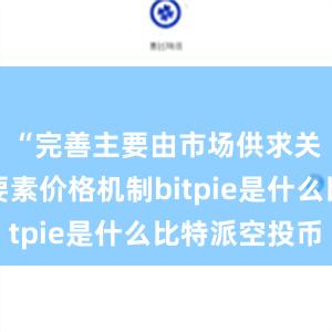 “完善主要由市场供求关系决定要素价格机制bitpie是什么比特派空投币