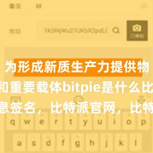 为形成新质生产力提供物质条件和重要载体bitpie是什么比特派 消息签名，比特派官网，比特派钱包，比特派下载