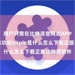 用户只需在比特派官网或APP上选拔充值功能bitpie是什么怎么下载正版比特派软件